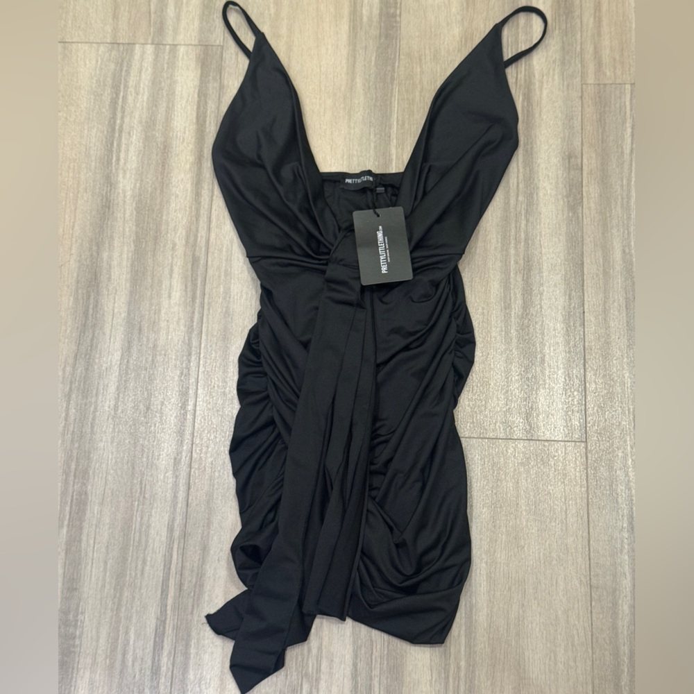 PrettyLittleThing Black Ruched Dress
